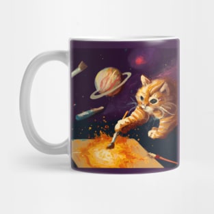 Orange Cat Paints Life into the Universe Mug